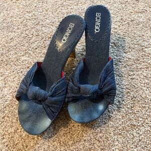 Y2K BONGO Women's Blue Denim Bow Heels